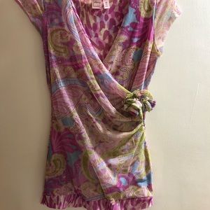 Blouse, Johnny Heaven blouse with rosette, size Medium, floral